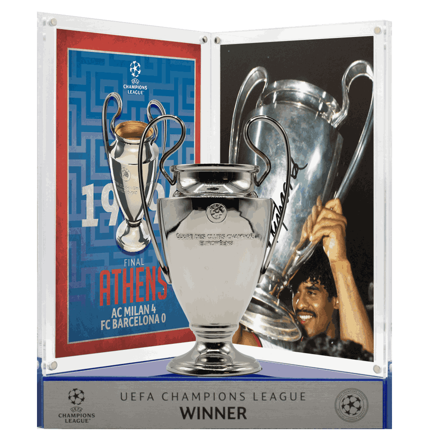 Frank Rijkaard Official UEFA Champions League Signed 3D Mini Replica Trophy on Stand: 1994 Winner
