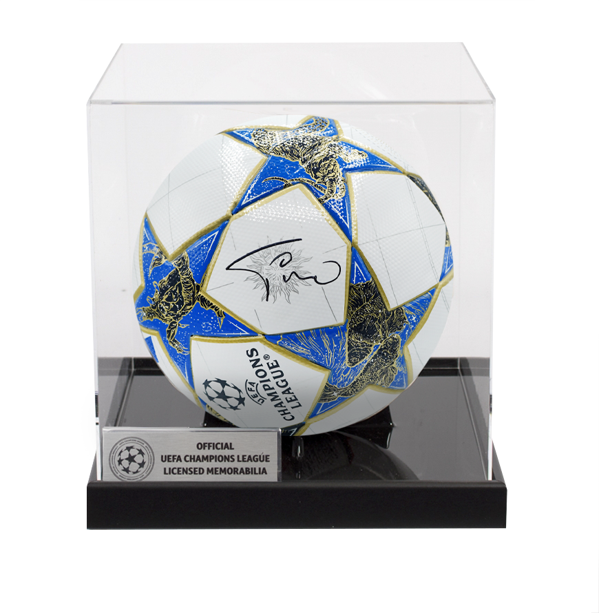 Faustino Asprilla Official UEFA Champions League Signed Football In Acrylic Case
