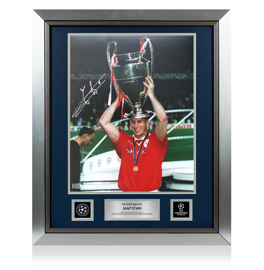 Jaap Stam Official UEFA Champions League Signed and Framed Manchester United Photo: UEFA Champions League Winner