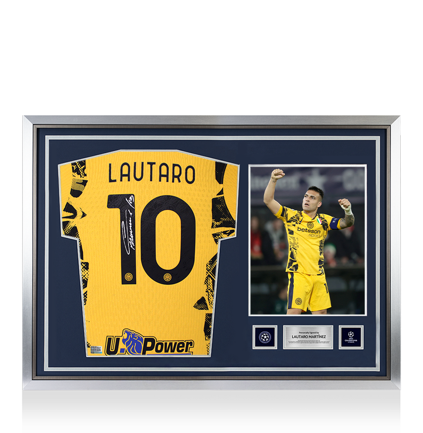 Lautaro Martinez Official UEFA Champions League Back Signed and Hero Framed Internazionale 2024-25 Authentic Third Shirt