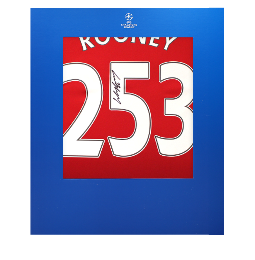 Wayne Rooney Official UEFA Champions League Back Signed Manchester United 2024-25 Home Shirt: 253 Goals Edition In Deluxe Packaging