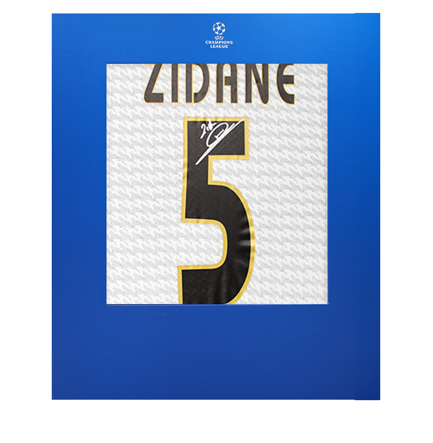 Zinedine Zidane Official UEFA Champions League Back Signed Real Madrid 2024-25 Home Shirt with Fan Style Number In Deluxe Packaging