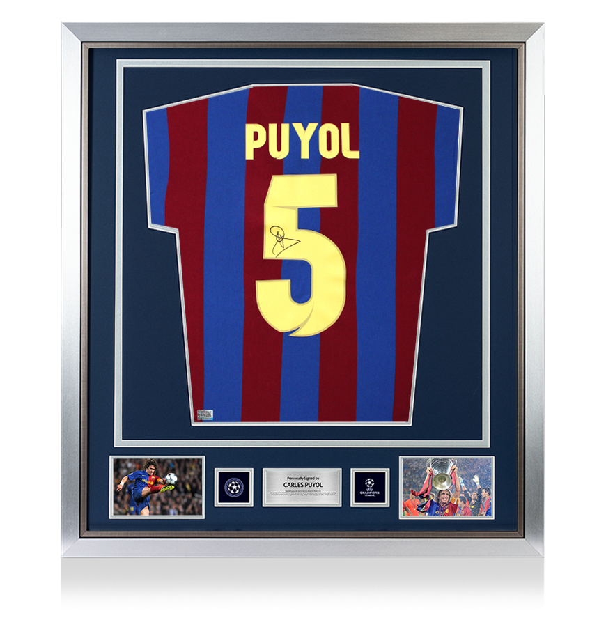 Carles Puyol Official UEFA Champions League Back Signed and Framed