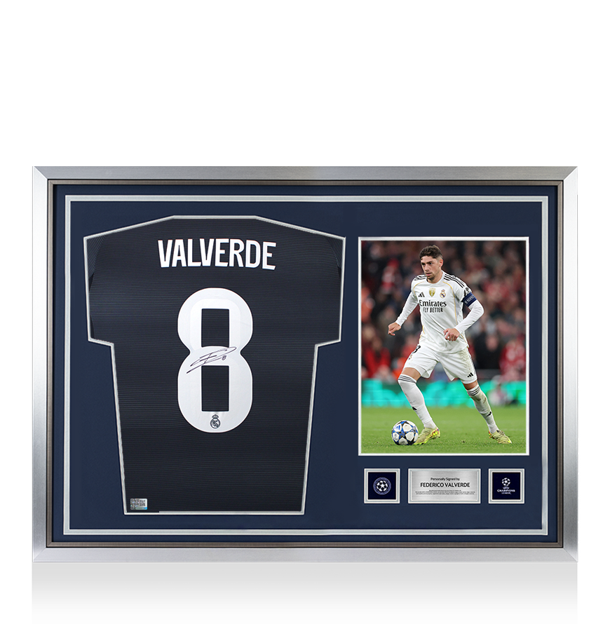 Federico Valverde Official UEFA Champions League Back Signed and Hero Framed Real Madrid 2025-26 Away  Shirt