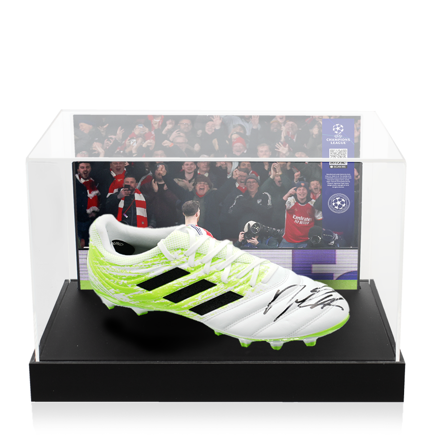 Declan Rice Official UEFA Champions League Signed Adidas Boot In Acrylic Case: Option 1