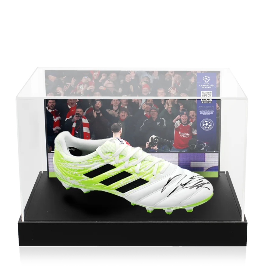 Declan Rice Official UEFA Champions League Signed Adidas Boot In Acrylic Case: Option 1