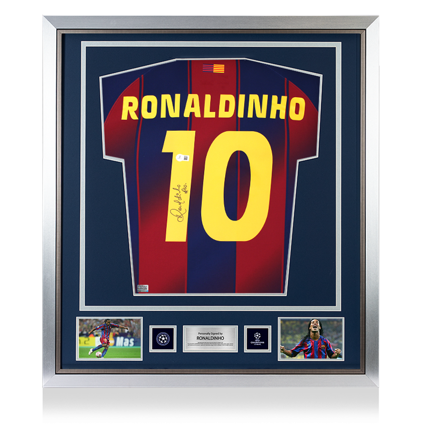 Ronaldinho Official UEFA Champions League Back Signed and Framed
