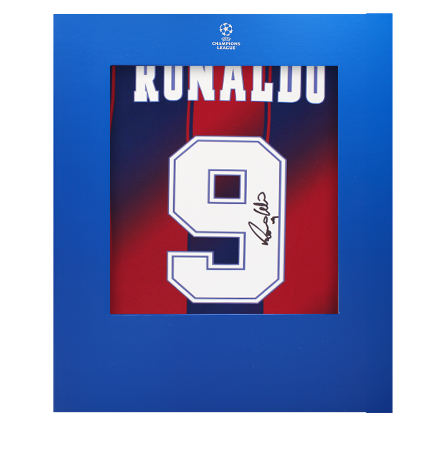 Ronaldo Back Signed Official UEFA Champions League FC Barcelona 2025-26 Home Shirt In Deluxe Packaging