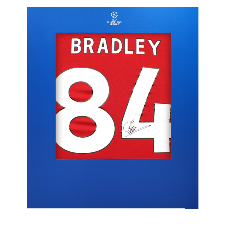 Connor Bradley Official UEFA Champions League Back Signed Liverpool 2025-26 Home Shirt In Deluxe Packaging