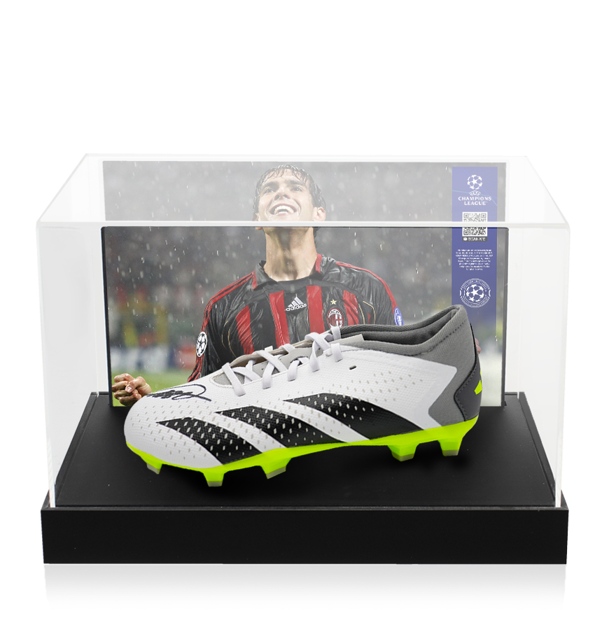 Kaka Official UEFA Champions League Signed Adidas Predator High Definition Texture Boot In Photo Acrylic Case: Option 1