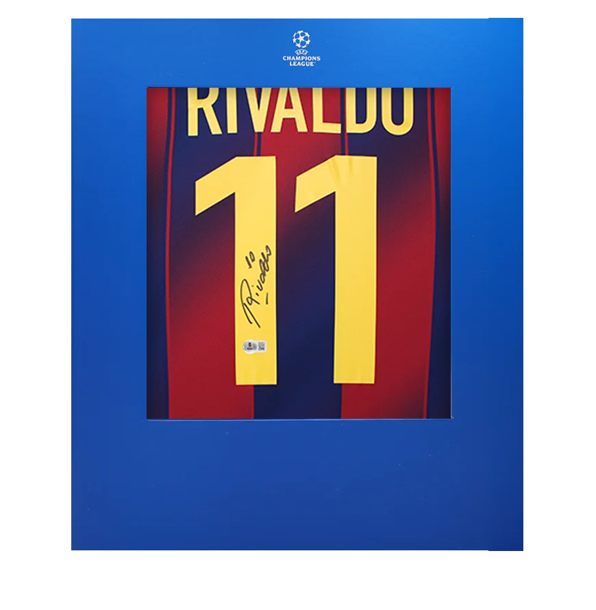 Rivaldo Official UEFA Champions League Back Signed FC Barcelona 2025-26 Home Shirt In Deluxe Packaging