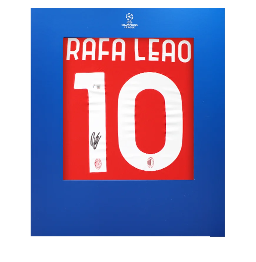 Rafael Leao Official UEFA Champions League Back Signed AC Milan 2024-25 Home Shirt In Deluxe Packaging