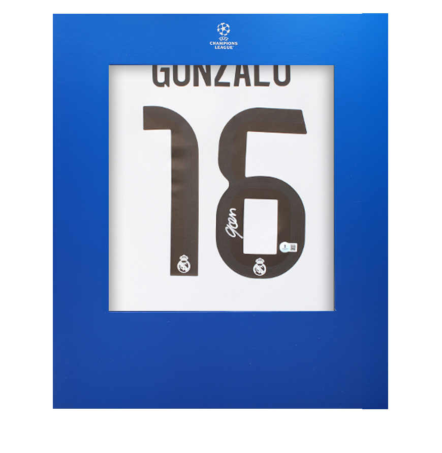 Gonzalo Garcia Official UEFA Champions League Back Signed Real Madrid 2025-26 Home Shirt In Deluxe Packaging