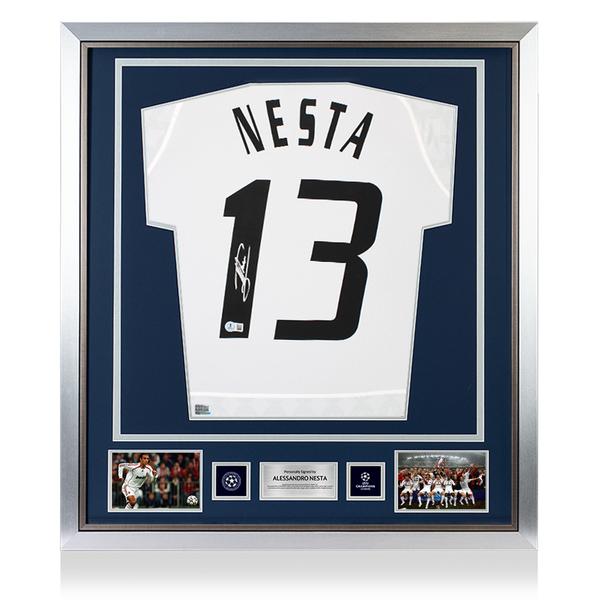 Alessandro Nesta Official UEFA Champions League Back Signed and Framed AC Milan 2023-24 Away Shirt