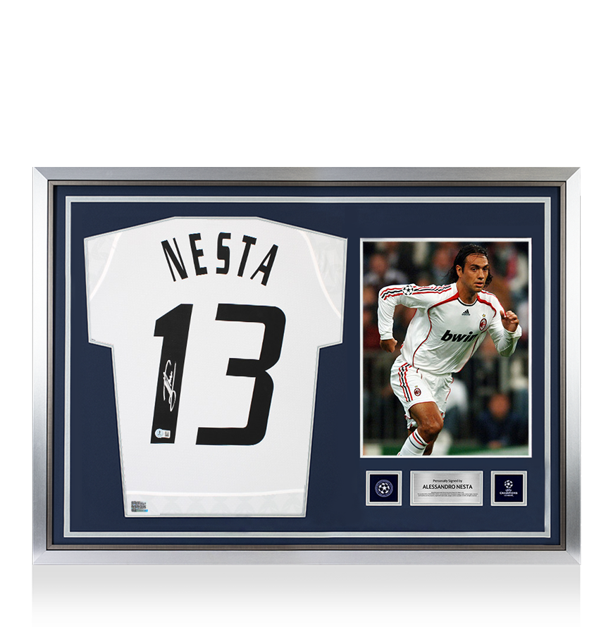 Alessandro Nesta Official UEFA Champions League Back Signed and Hero Framed AC Milan 2023-24 Away Shirt