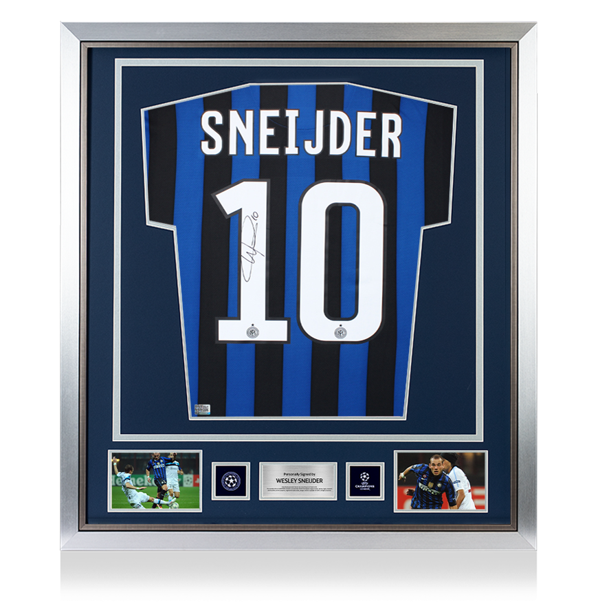 Wesley Sneijder Official UEFA Champions League Back Signed and Framed Internazionale 2011-12 Home  Shirt