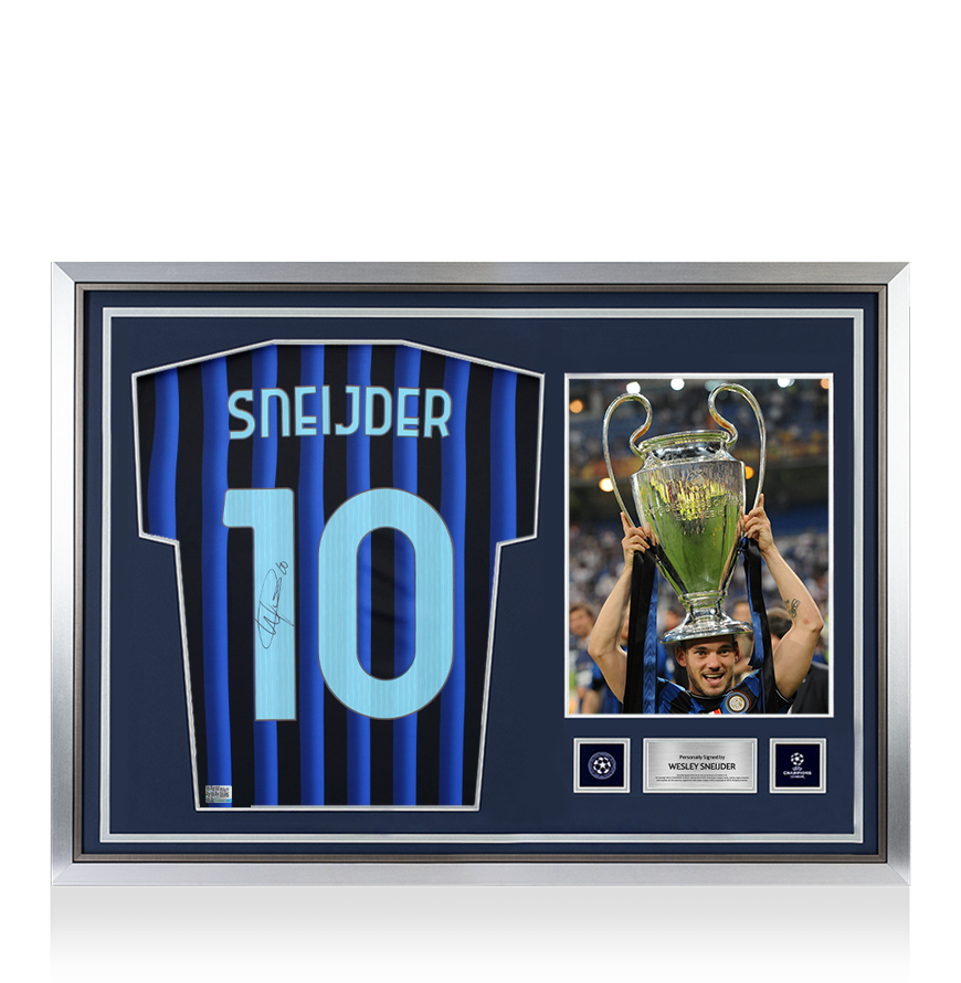 Wesley Sneijder Official UEFA Champions League Back Signed and Hero Framed Internazionale 2025-26 Home Shirt UEFA Club Competitions Online Store