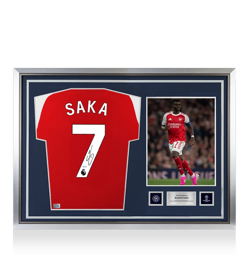 Bukayo Saka Official UEFA Champions League Back Signed and Hero Framed Arsenal 2026-27 Home Shirt UEFA Club Competitions Online Store