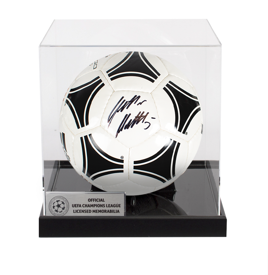 Lothar Matthaus Official UEFA Champions League Signed Football In Acrylic Case