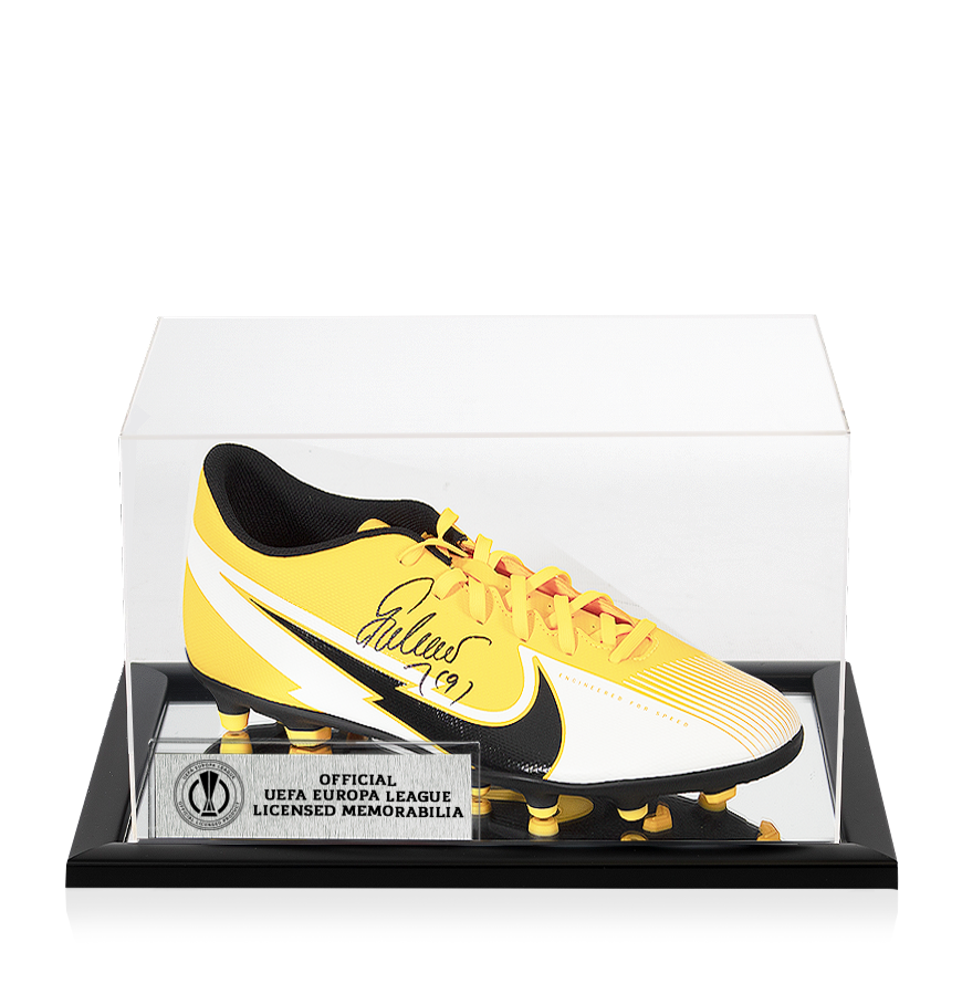 Radamel Falcao Official UEFA Europa League Signed Orange and White Nike Mercurial Vapor Boot In Acrylic Case