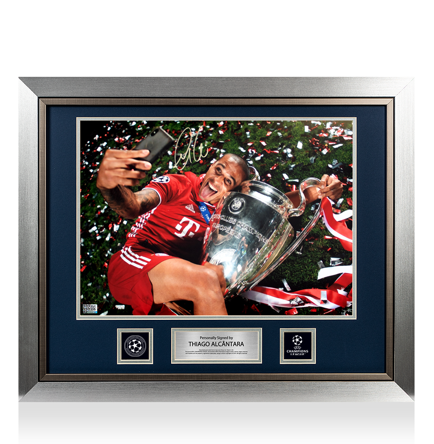 Thiago Alcantara Official UEFA Champions League Signed and Framed FC Bayern Munich Photo: 2020 UEFA Champions League Winner UEFA Club Competitions Online Store
