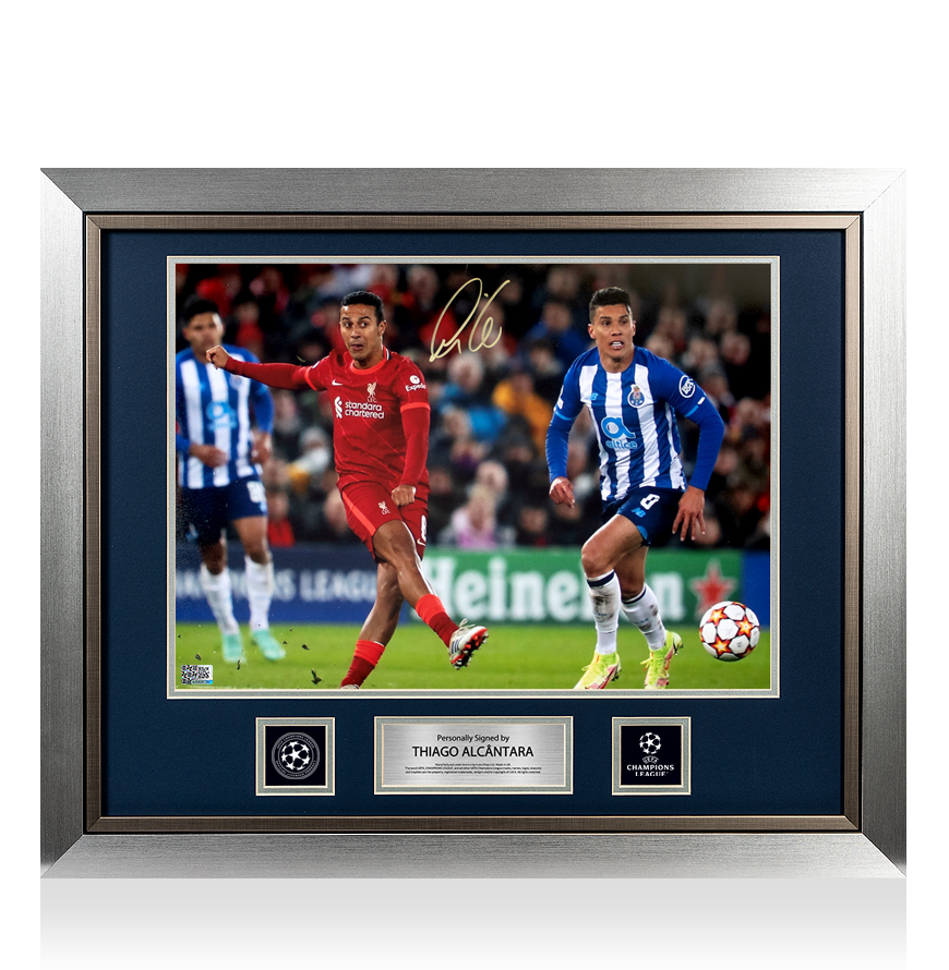 Thiago Alcantara Official UEFA Champions League Signed and Framed Liverpool FC Photo: UEFA Champions League Star