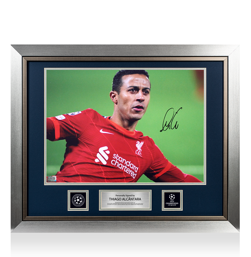 Thiago Alcantara Official UEFA Champions League Signed and Framed Liverpool FC Photo: Celebration Close Up