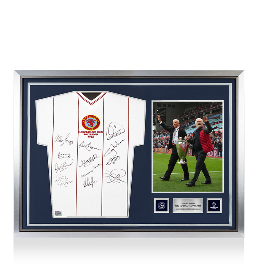 Multi-Signed and Hero Framed Official UEFA Champions League Aston Villa 1982 European Cup Final Shirt