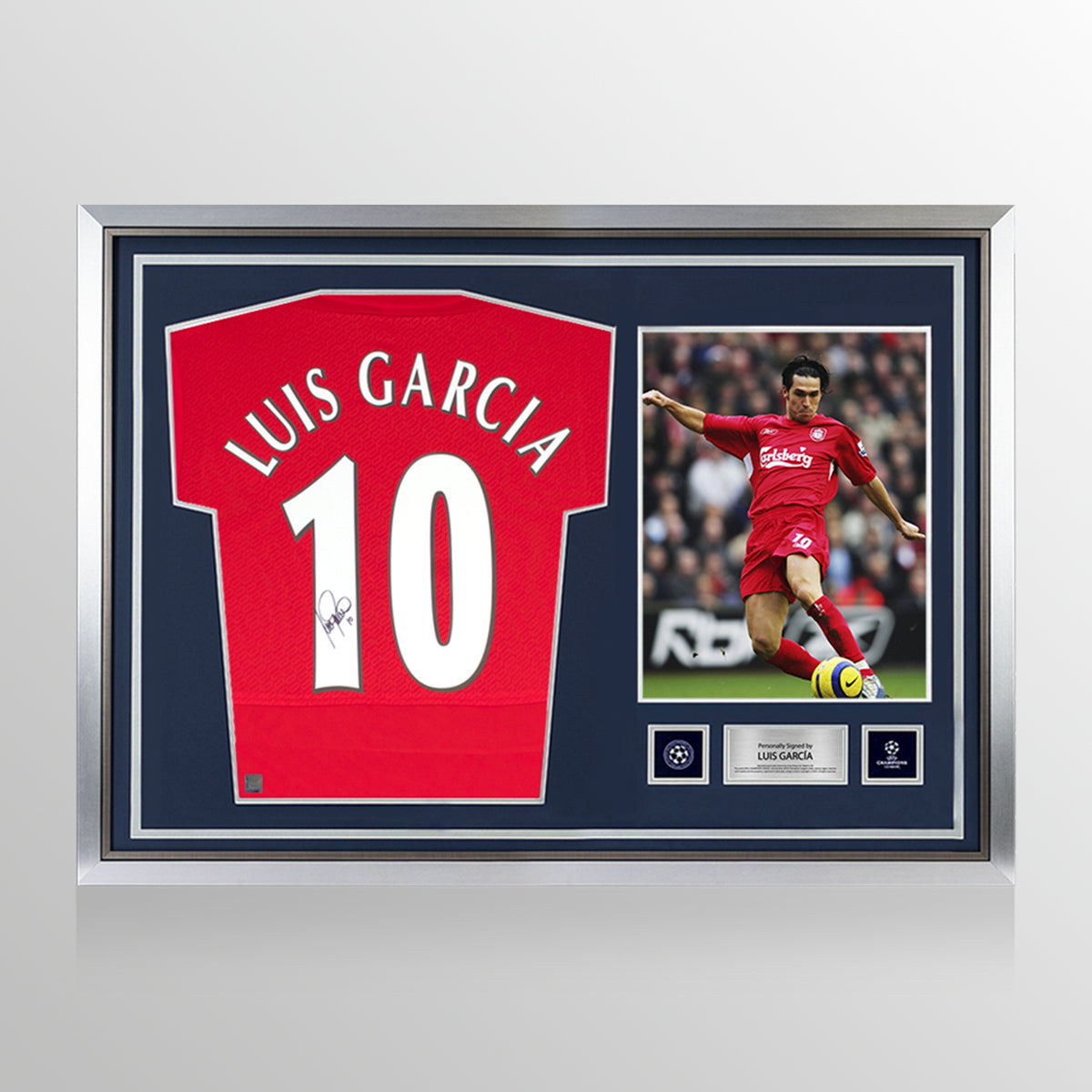 Luis Garcia Official UEFA Champions League Back Signed and Hero Framed Liverpool 2005 Home Shirt UEFA Club Competitions Online Store