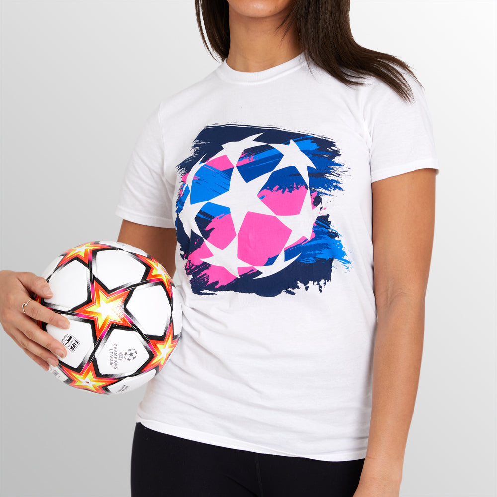 UEFA Champions League - Starball Grunge White T-Shirt UEFA Club Competitions Online Store