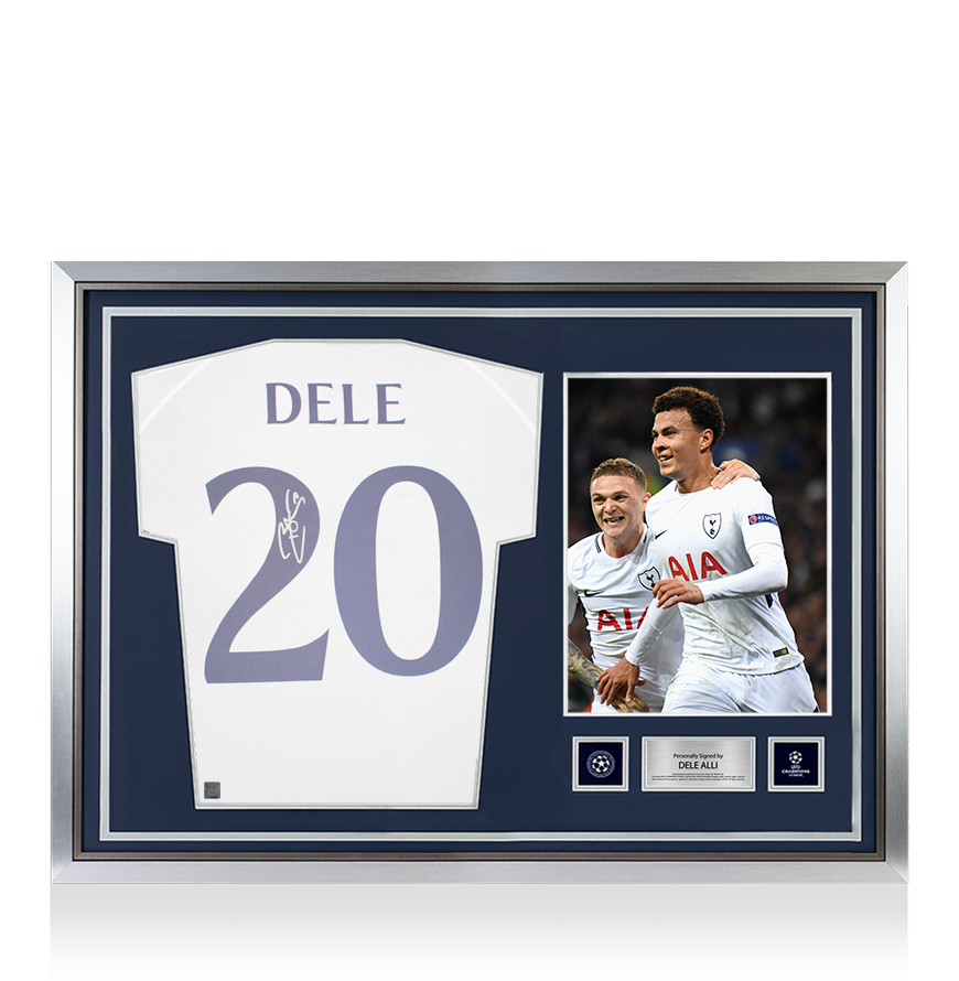 Dele Alli ALLI OFFICIEL UEFA Champions League Back Signé et Hero Framed Tottenham Hotspur T-shirt