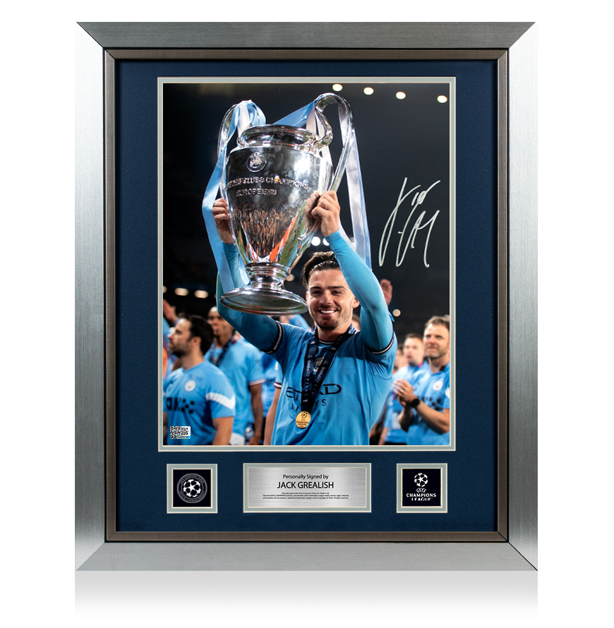 Jack Grealish Official UEFA Champions League Signed and Framed Manchester City Photo: 2023 Winner UEFA Club Competitions Online Store