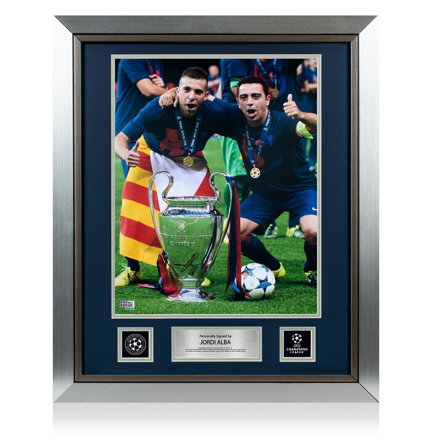 Jordi Alba Oficial de la UEFA Champions League firmada y enmarcada FC Barcelona Foto: Ganador de la Liga de Campeones de la UEFA 2010