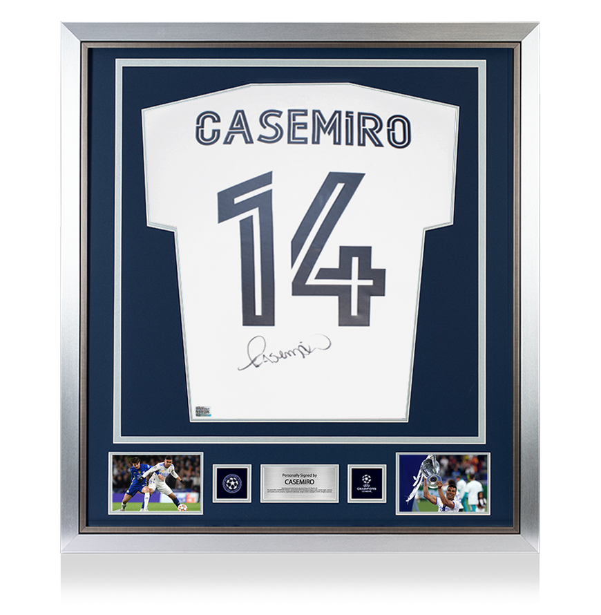 Casemiro Oficial de la UEFA Champions League firmado y enmarcado Real Madrid 2020-21 Camisa en casa