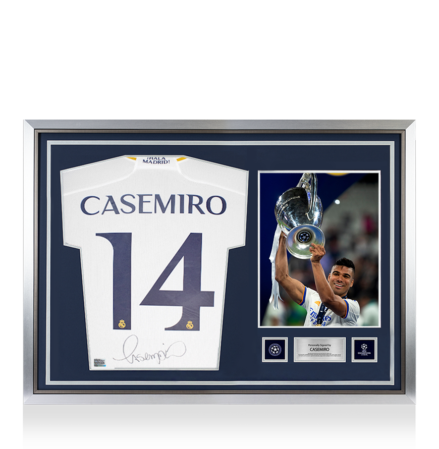 Casemiro Offizielles Heimtrikot der UEFA Champions League mit signiertem und gerahmtem Real Madrid 2023-24