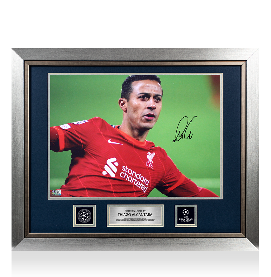 Thiago Alcantara Official UEFA Champions League Signed and Framed Liverpool FC Photo: Celebration Close Up