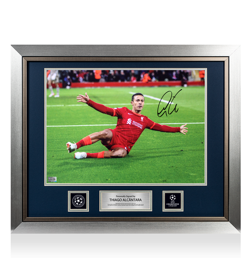 Thiago Alcantara Official UEFA Champions League Signed and Framed Liverpool FC Photo: Celebration